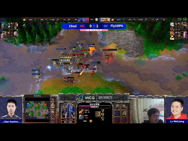 wcg2020团队赛 魔兽争霸大帝解说 fly vs 15sui ei